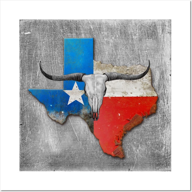 Longhorn Texas Map Wall Art by Dual Rogue